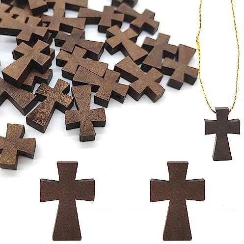 Hayaww 100 Pcs Holz-Kreuz-AnhäNger, Holz KreuzanhäNger Holzkreuz Handwerk NatüRliche Holz Kreuz Holzkreuz AnhäNger FüR Sonntagsschule Handwerk Ostern Eid Mubarak Ramadan Dekoration Schmuckherstellung
