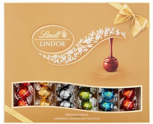 Lindt Lindor Assorted Chocolate Truffles Gift Box – 525g – Gift – Milk, Dark, Salted Caramel & Pistachio Truffles