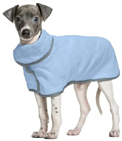 PetSmiler Hundebademantel - Saugfähiger Bademantel Hund mit Klett Hundebademantel für Große Hunde Trocknet Schnell Hunde Bademantel nach dem Baden, Schwimmen oder Spaziergang im Regen (Blau M)