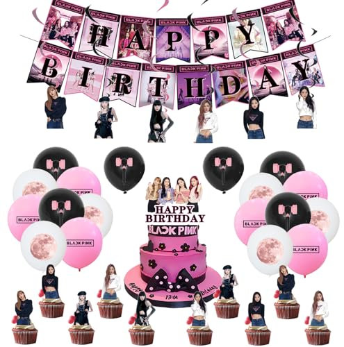 Blackpink Geburtstag Party Deko Blackpink Deko Geburtstag Blackpink Geburtstag Luftballons Blackpink Kuchen Topper Blackpink Girlande Geburtstag Blackpink Hängen Wirbel Deko Blackpink Luftballons