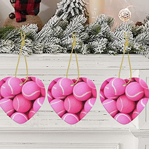 Christmas Ornament Christmas Heart Hanging Ornament Bright Pink Tennis Balls Xmas Tree Ceramic Hanging Personalized Ceramics Ornament Hanging for Home Decor Xmas star Hanging Decorations