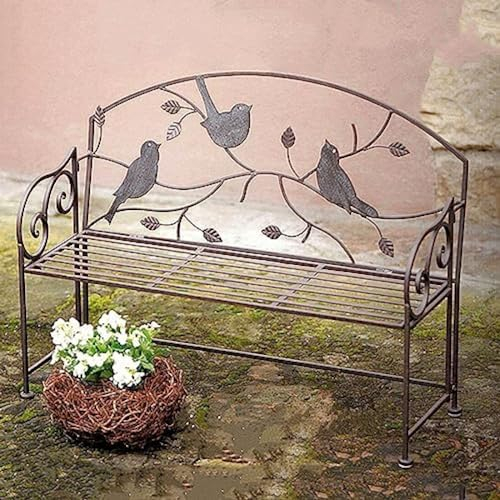 Schmiedeeiserne Terrassen-Gartenbank Für Den Außenbereich, Vintage-Dekor, Vogelförmige Terrasse, Balkon, Metall-Kinderbank, Mehrzweck-Pflanzgefäß, Wetterfester Verandastuhl, Leichte Faltbare Rasen