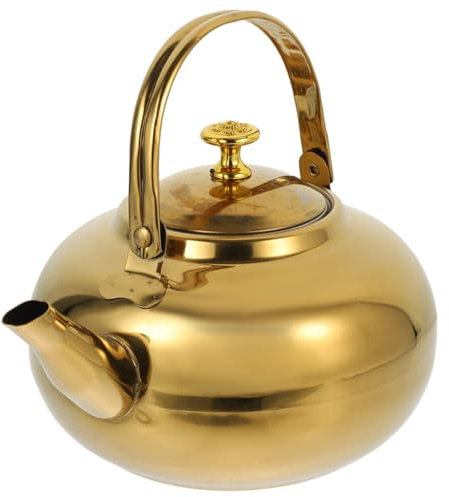 HOLIDYOYO Bouilloire À Thé Sifflante En Acier Inoxydable Théière Avec Infuseur Bouilloire Bouillante Chaudière À Eau Chaude Avec Poignée Pliante Pour Thé Lait Café Doré
