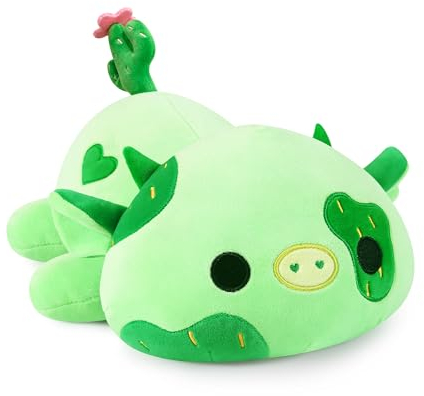 shownicer Peluche di cactus, mucca, kawaii, mucca, peluche, regalo per bambini e bambine, 12 anni (verde, 30 cm)