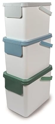 Snips 3 Cubos de Basura Cocina 3 X 25 litros, Cubos Basura Reciclaje, Cubo Basura 26 x 36 x 50 cm, Color Blanco, Made in Italy.