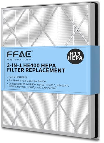 FFAC HE401 Filter Replacement Fits for Shark Air Purifier 4-Fan Model, HE400 HEPA Filter Compatible with Shark HE401 HE402 HE405 HE400 Air Purifier