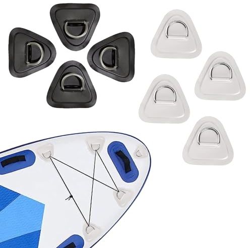 8 Pack Edelstahl-D-Ring-Patch für Schlauchboote, Kajaks, Schlauchboote, SUP, D-Ring-PVC-Patch, Stand-Up-Paddleboard, Kanu, Rafting-Zubehör, kein Kleber enthalten(4 weiß,4 Schwarz)
