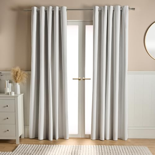 OHS Eyelet Woven Texture Curtains Cream, Decorative Blackout Curtains for Bedroom Living Room Soft Modern Thermal Lined Blackout Curtain, 66x72”