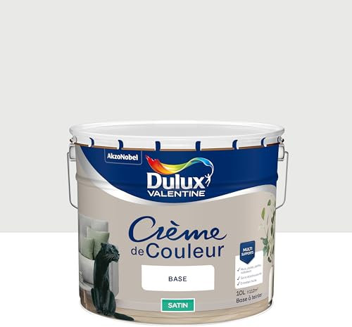 Dulux Valentine Crème de Couleur - Peinture multi-supports intérieure - Satin Blanc Intense 10 L