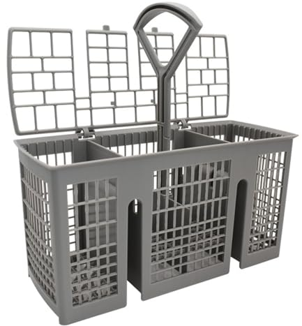 Dishwasher Cutlery Basket for Siemens Bosch, Cutlery Basket Dishwasher Accessories, Dishwasher Cutlery Basket, 220 x 115 x 90 mm in Grey, Removable Round Handle, Cutlery Insert for Many Dishwashers
