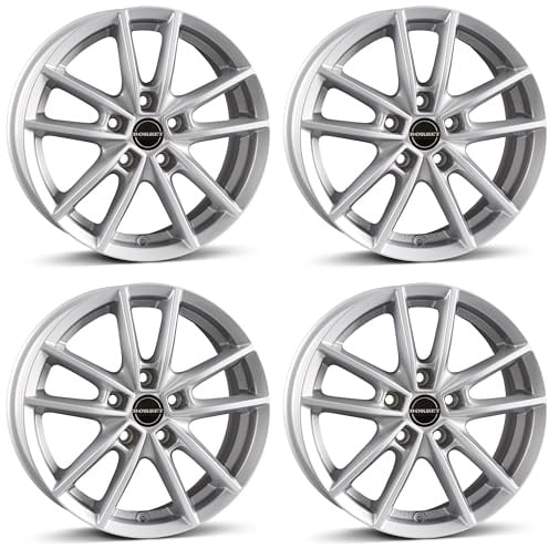 4x Borbet Felgen W 6.0x15 ET43 5x108 crystal silver kompatibel mit Mercedes Citan