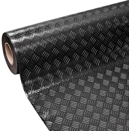 Gummi Teppich Läufer Bodenbelag gezahntes Stahlblech rutschfest Isolierend Schwarz 140x320cm