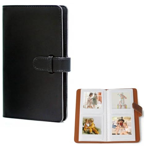 Fujifilm Instax Mini Fotoalbum mit 80 Taschen, PU-Leder, für Instax Mini Square Sofortbildkamera, SQ1 / SQ20 / SQ10 / SQ6 / SP-3 (schwarz)