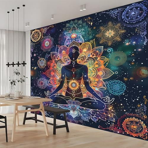 Fototapete Mandala-Druck-Meditations-Yoga 400x280 cm Tapete Fototapeten Vlies Tapeten Vliestapete Wandtapete Moderne Wand Schlafzimmer Wohnzimmer Wand tapete