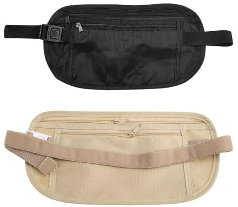 EIHI Marsupio da Cintura, Cintura per soldi nascosta, marsupio di sicurezza antifurto, marsupio sportivo, cintura regolabile, borsa da viaggio impermeabile per cellulare, passaporto, 2 pezzo