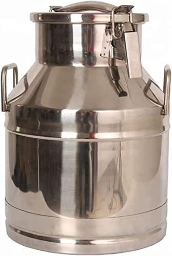 Générique Seau à Lait en Acier Inoxydable, bidon à Lait, Pot à Lait, Seau, récipient de Rangement, pichet fourre-Tout avec Couvercle scellé - Argent, 20 L