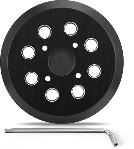 Gnellkoor 1 Pack 5 8 Hole Replacement Sander Pad Compatible with Milwaukee 6021-21 6034-21 2648-20 2648-21 Orbital Sander Hook and Loop Replacement Part #51-36-7100 (4 Screw Holes Sander Pads)