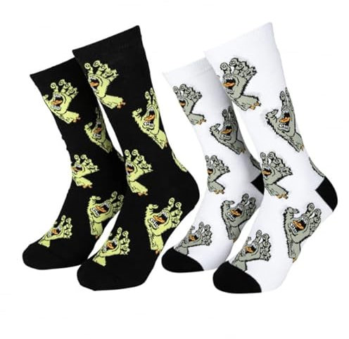 Santa Cruz Multi Hand Socken, 2er-Pack, Weiß/Schwarz, Größe 42-45, weiß, Einheitsgröße