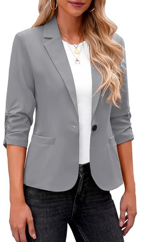 Roskiky Blazer Damen Elegant Damen Jacke Dressy 3/21 Ärmel Blazer L