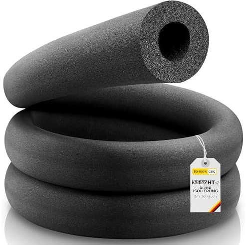 Rohrisolierung Kautschuk | 2m Schlauch für Rohrdurchmesser von 15mm bis 89mm und Dämmdicke von 12,3mm bis 53mm Kaimann Kaiflex HT s2 | 50% - 100% GEG (28mm x 39mm | 2m | 100% GEG)