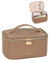 Prite Groß Kosmetiktasche für Damen Reise Kulturtasche aus Wasserdichtem Leder Tragbare Kulturbeutel oder Make Up Tasche mit Griff und Abnehmbarem Trenner (Braun)