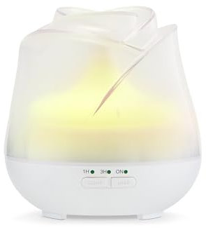Earnest Living Rosen Aroma Diffuser – 150 ml Mini Ultraschall Diffusor für ätherische Öle – USB Duftlampe & Luftbefeuchter mit 7 Farben LED, Auto-Off, BPA-frei – Geschenkidee für Frauen – Matt weiß