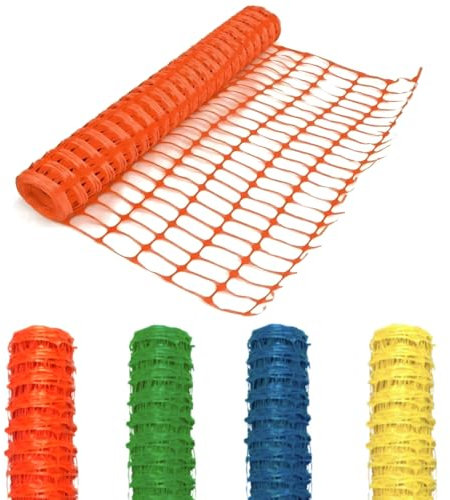 Heavy Duty Barrier Fencing Mesh 1m x 50m - Plastic Temporary Safety Fence for Construction, Work Sites, Garden, Pet Barriers, and Events in Orange, Green, Blue (Orange)