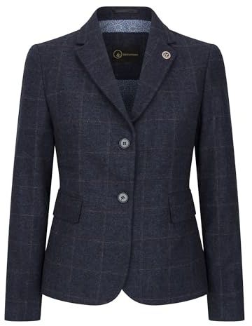 Infinity Leather Tailored Fit Tweed-Blazer für Damen mit Fischgrätenmuster