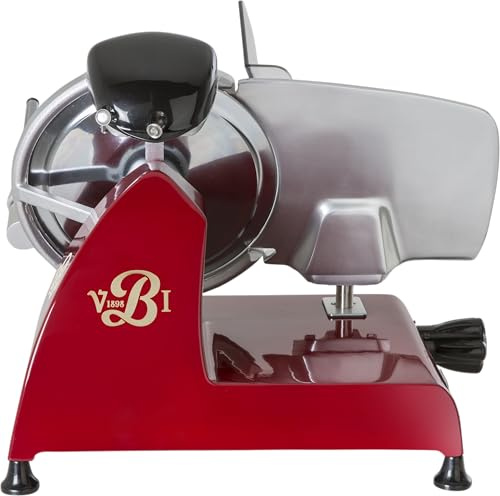 VBI Milano Red Line 250 Electric Slicer, 10in Blade, Sharpener, Red