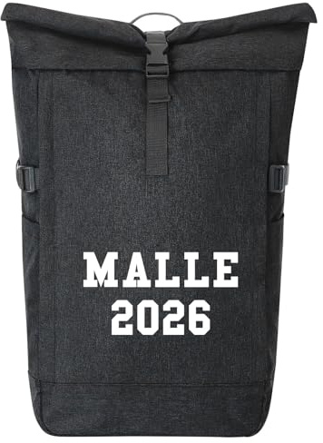 Huuraa Kurierrucksack Malle 2026 Mallorca 30-44 Liter Black Melange Fairtrade Rolltop Rucksack Geschenkidee