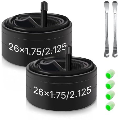 XUNNIU 2PCS Cámara de Aire para Bicicleta de 26 Pulgadas, Tubo para Bicicleta 26'' x1.75-2.125 AV32mm Valve 26x1.75 1.85 1.90 1.95 2.0 2.10 2.125 para Reemplazo de Cámara