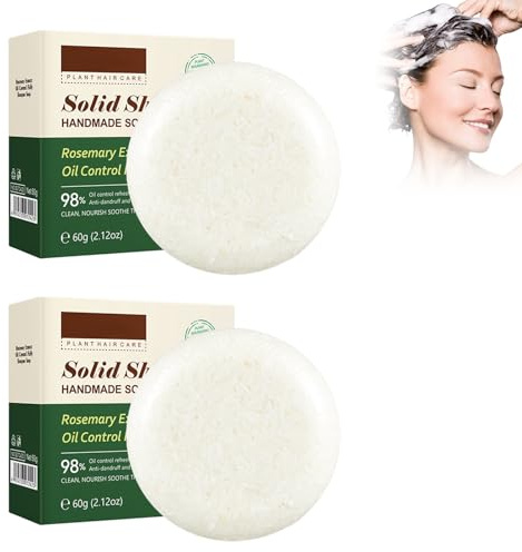 Rosmarin Festes Shampoo Bar 2PCS, 100% Naturseife, Duschseife für alle Hauttypen, Shampoo Seife für Haarwachstum, Stärkend, Duschseife für alle Hauttypen