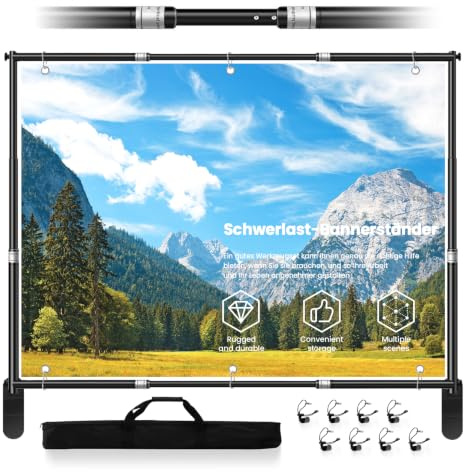 Jiang&Rong 3x3m Hintergrundständer, Backdrop Stand für Tension Frame Banner | 10x10ft Hintergrund Ständer,Verstellbares backdrop stand-Bannerstand für tension frame banner, Partys,Hochzeiten