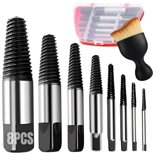 DALBUR® Extractor de Tornillos + Cepillo de Limpieza - Extractor de Tornillos Rotos - Extractor de Tornillos Dañados - Saca Tornillos Rotos