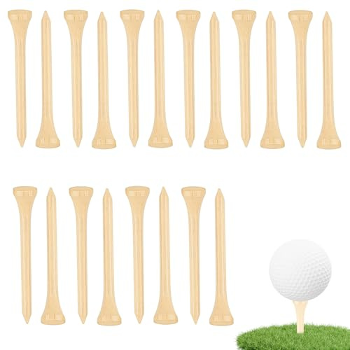 Draymora Pack of 20 Bamboo Golf Tees 70mm Wooden Golf Tees Adjustable Height Eco-Friendly Recycled No Plastic Strong Sustainable and Biodegradable Unique Golf Accessory Great Gift for Golfers