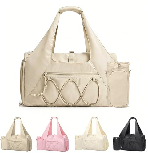 Sporttasche Damen - Sporttasche mit Schuhfach und Nassfach - Gym Tasche Leicht - Reisetasche Weekender mit Yogamattenhalter - Fitness Tasche mit Vielen Fächern Gym Bag Small Gym Bag (Khaki)