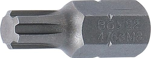 BGS 4763 | Bit | Außensechskant 10 mm (3/8) | Keil-Profil (für RIBE) M8 | Länge 30 mm | Chrom-Vanadium-Stahl (S2)