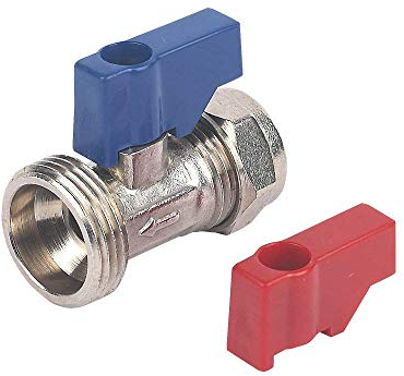 Washing Machine Valve Straight Handle Red Blue 15mm New