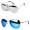 PURECITY® - Lot de 2 paires de Lunettes de Soleil Aviateur Verres Effet Miroir - Argent + Bleu - Monture Métal - Collection Mixte Fashion Tendance (Miroir bleu + Miroir argent)