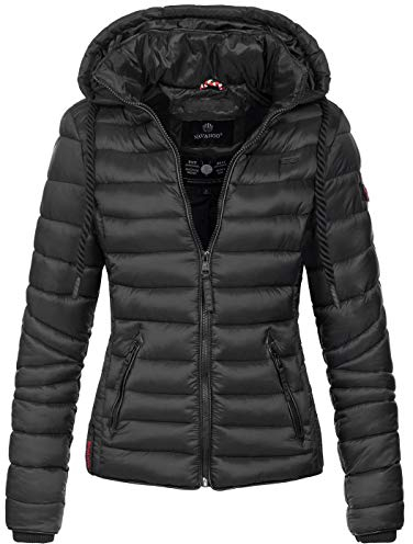 Navahoo Damen leichte Übergangsjacke Steppjacke mit Kapuze Lulana Schwarz Gr. M