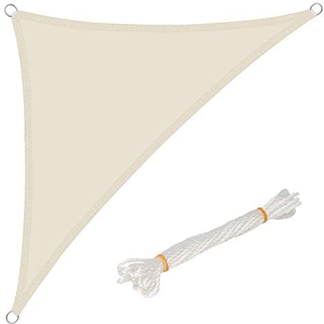 WOLTU Sonnensegel Dreieck 3x3x4,25m Creme wasserabweisend Sonnenschutz Polyester Windschutz mit UV Schutz für Garten Terrasse Camping