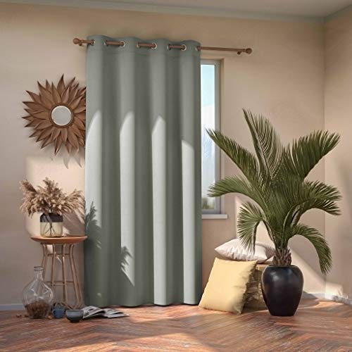 AmeliaHome Blackout Vorhang 140x245 cm Silber 1 St. Ösenschal Verdunkelungsvorhang Blickdicht Fensterdekoration Dekoschal Dekorvorhang Blackout