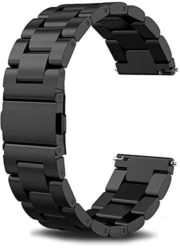 SUNDAREE Compatible avec Bracelet Montre Garmin Venu 2/Garmin Venu 3/Garmin Vívoactive 4/Garmin Forerunner 255 265 Music,22MM Noir Homme Acier Inoxydable Métal Bracelet Smartwatch Remplacement Band