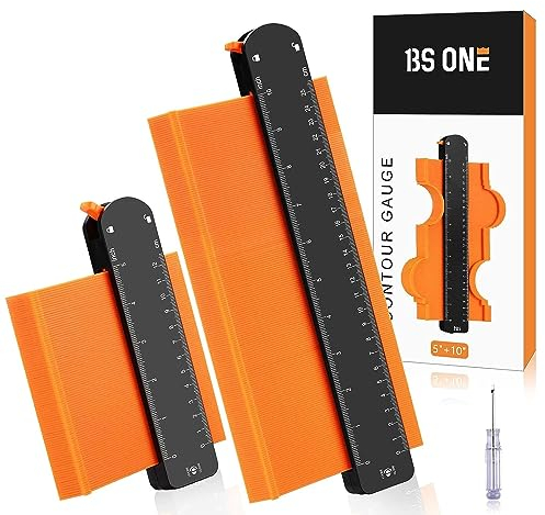 TOCYORIC [Upgrade Version]Contour Gauge with Lock,BS ONE Widen Shape Profile Duplicator Tool 5 & 10,2 Pack Master Outline Measuring Plastic Ruler for Corners,Woodworking Templates,Tiles and Laminate