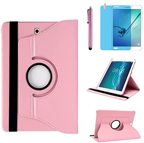 Case for Samsung Galaxy Tab S2 8.0 inch 2015 (SM-T710 SM-T713 SM-T715),360 Degree Rotating Stand Case Smart Protective Cover,With Stylus Pen,Screen Film (Pink)