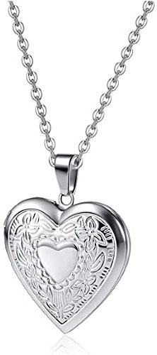 OUTLETISSIMO® Collana Ciondolo Cuore Donna Medaglione Portafoto Pendente Acciaio ET119