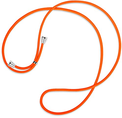 mtb more energy® Ersatz-Band für Handykette - Neon Orange - inklusive Endkappen (Silber) - hochwertige Austausch-Kordel - Band Seil Kette