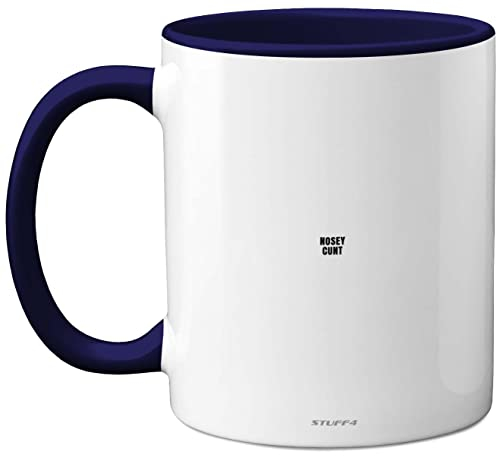 Nosey C**t Mug - Fun Sarcastic Gifts for Work Colleagues, Crude Rude Xmas Gift, Novelty Christmas Mug for Friends, Funny Secret Santa Gifts, 11oz Ceramic Dishwasher Safe Navy Blue Coffee Cup