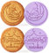 Ramadan Mubarak Cookie Stamp 2 Set Icing Fondant Embosser 3D Eid Stamp Cookie Cutters Purple Acrylic Mould Baking Accessories for Biscuit Cupcake Eid Celebrations Party Decor, 2.76 Inch (Classic)