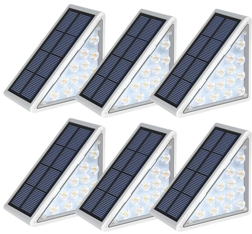 Luces solares LED impermeables para escaleras, luces solares para terraza, decoración al aire libre, luces solares IP67 para patio, jardín, pasarelas, puerta delantera, camino, entrada, porche,